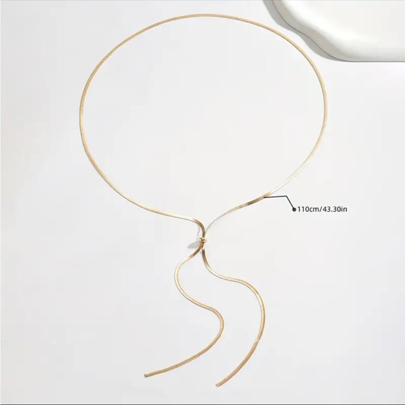 Gold Plated Lariat Necklace- Stainless Steel Adjustable Y-shaped tassel chain - Picture 3 of 10